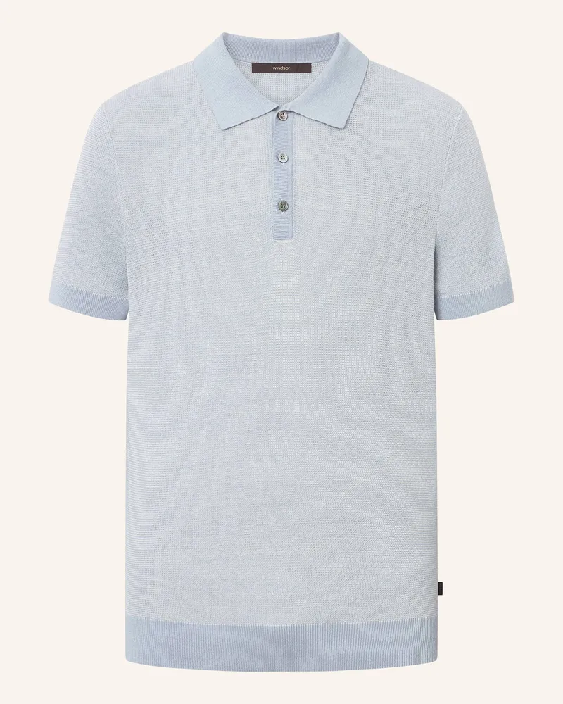 windsor. Strick-Poloshirt LINDO-PR mit Leinen Hellblau