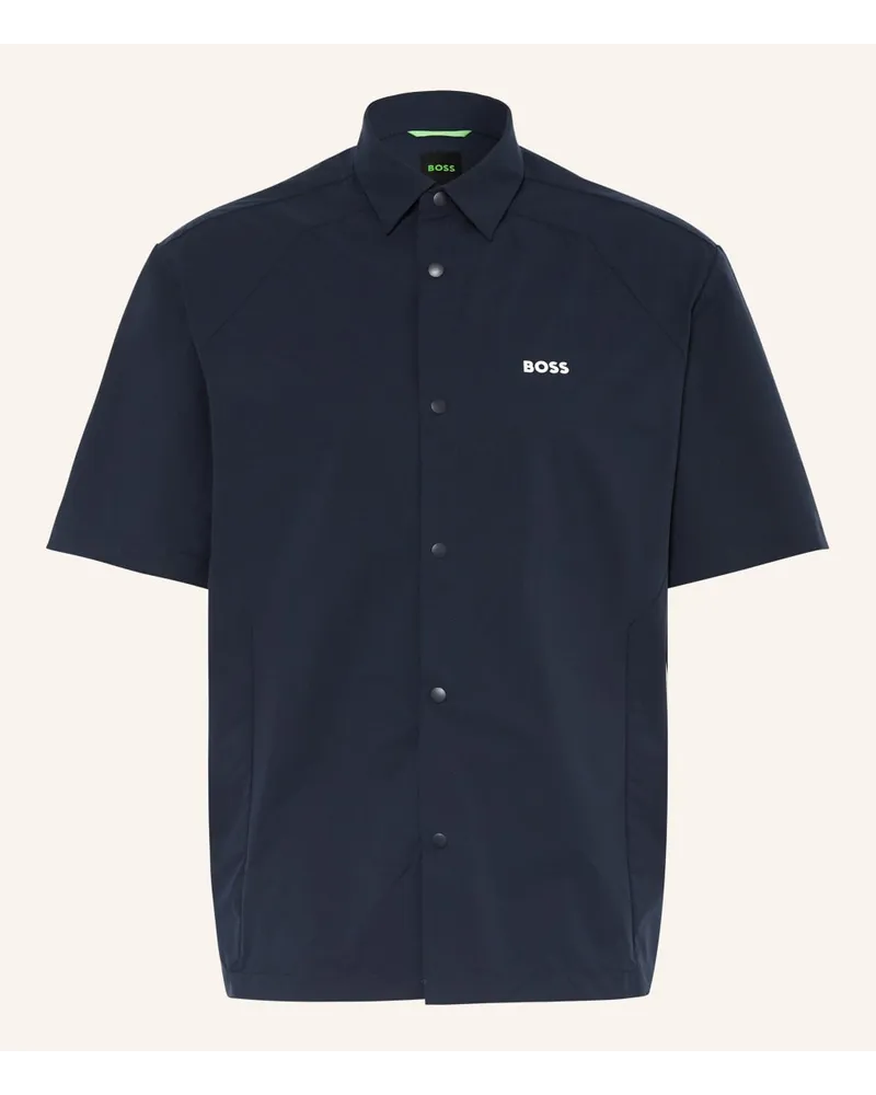 HUGO BOSS Kurzarm-Hemd BIZZ Relaxed Fit Blau