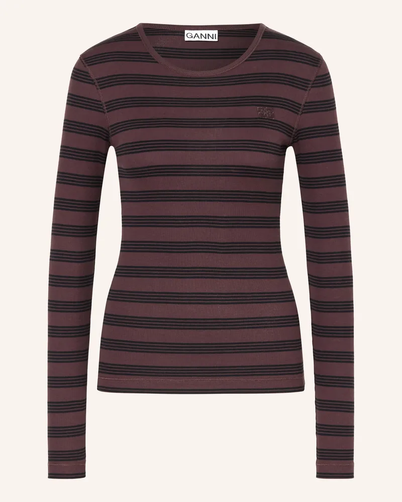 Ganni Longsleeve braun Dunkelbraun