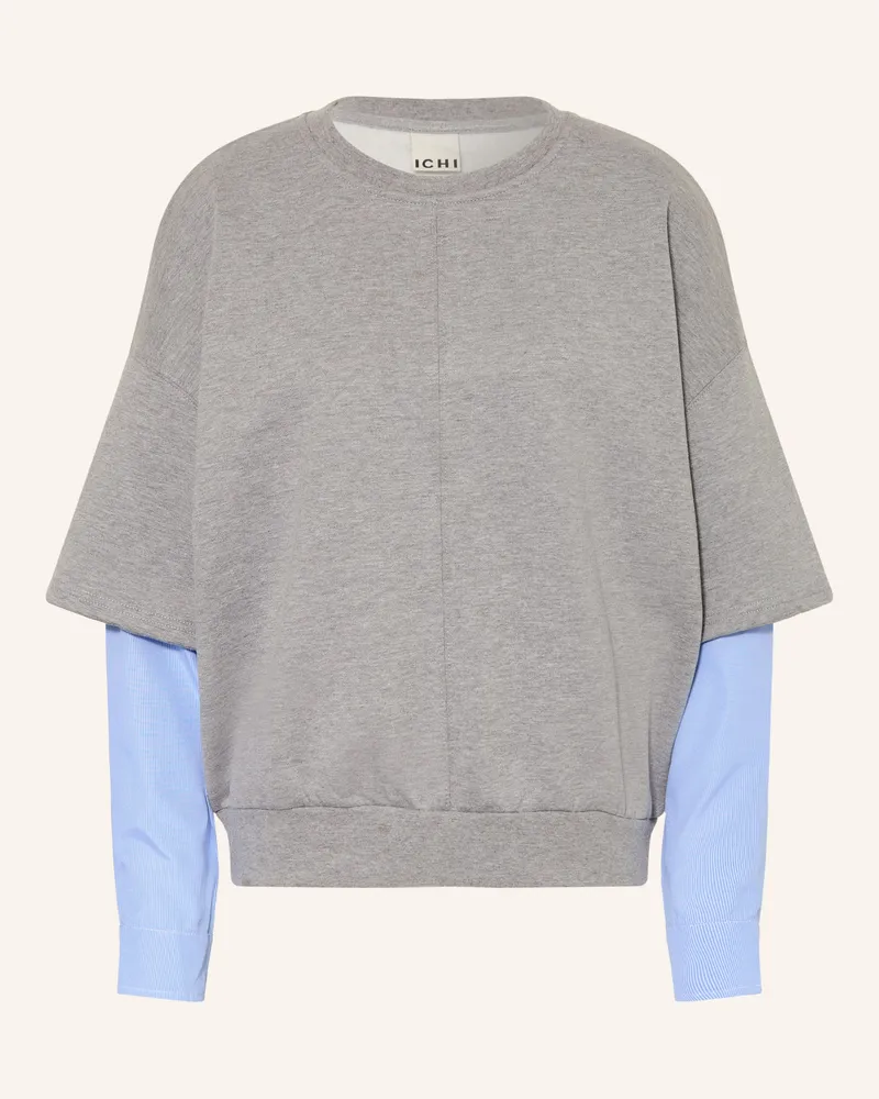 ICHI Sweatshirt Iholinne Im Materialmix grau Grau