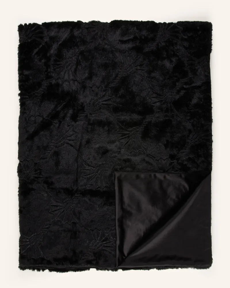 JOOP! Plaid J!Cozy Aus Kunstfell schwarz Schwarz