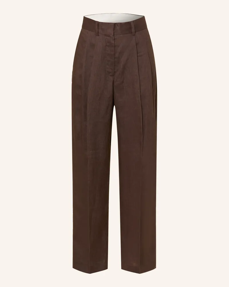 Mrs & HUGS Marlenehose Aus Leinen braun Dunkelbraun