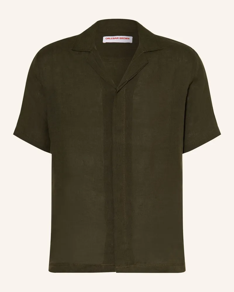 Orlebar Brown Resorthemd Maitan Ii Regular Fit Aus Leinen gruen Khaki