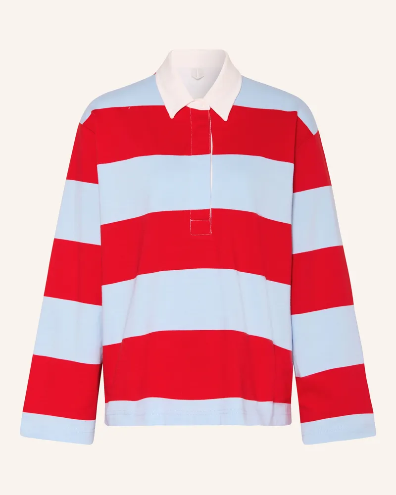 Arket Jersey-Poloshirt rot Hellblau