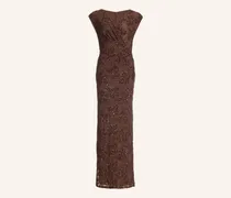 Abendkleid Aus Mesh Mit Pailletten braun