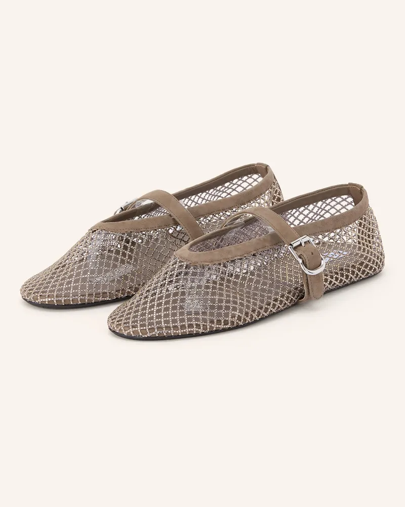 Alaïa Mary-Jane-Ballerinas mit Schmucksteinen Taupe