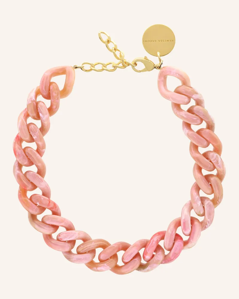 Vanessa Baroni Kette Big Flat Chain Necklace Peach Marble By Glambou rosa Rosa