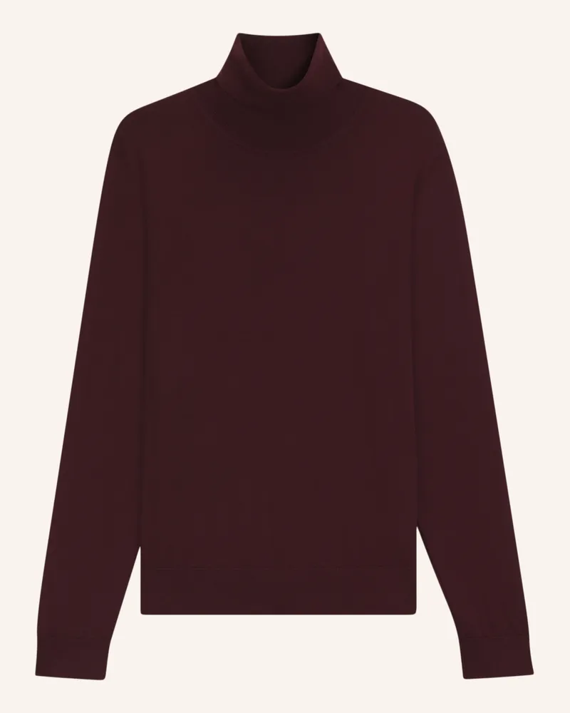 HUGO BOSS Rollkragenpullover HERNANDO aus Cashmere Dunkelrot