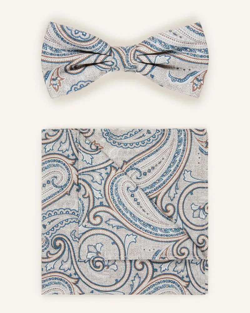 paul Set: Fliege Und Einstecktuch beige Hellgrau