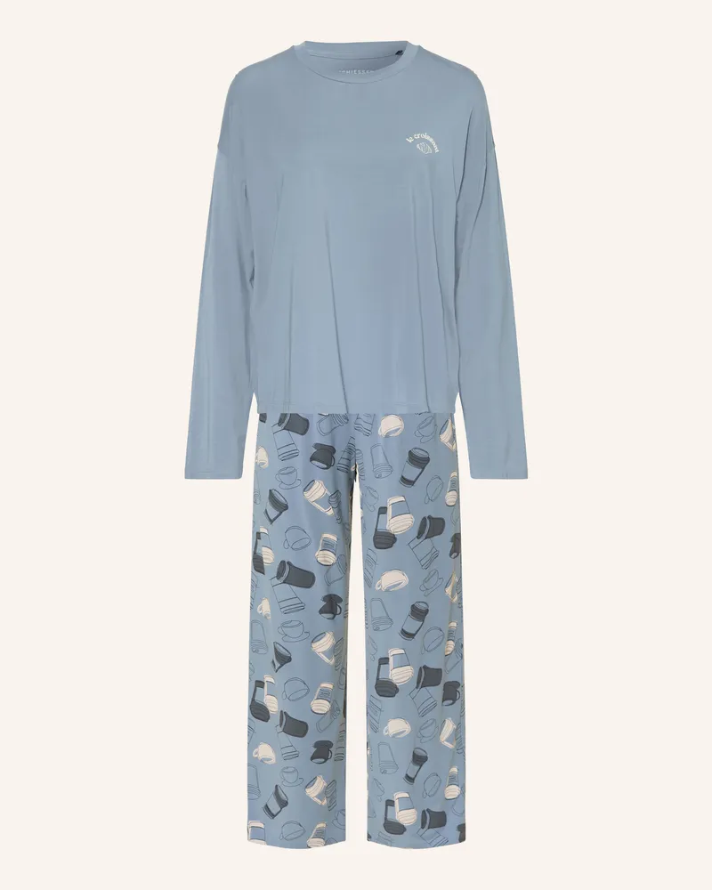Schiesser Schlafanzug Casual Fashion blau Blaugrau