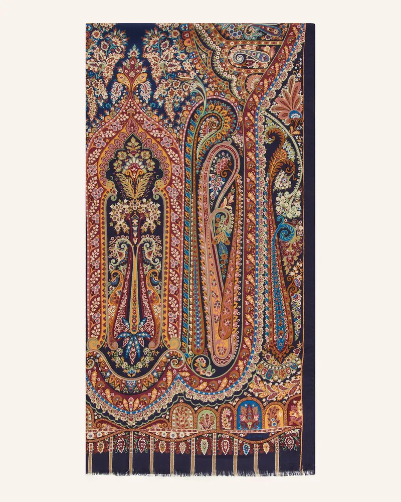 Etro Schal mit Seide Dunkelblau