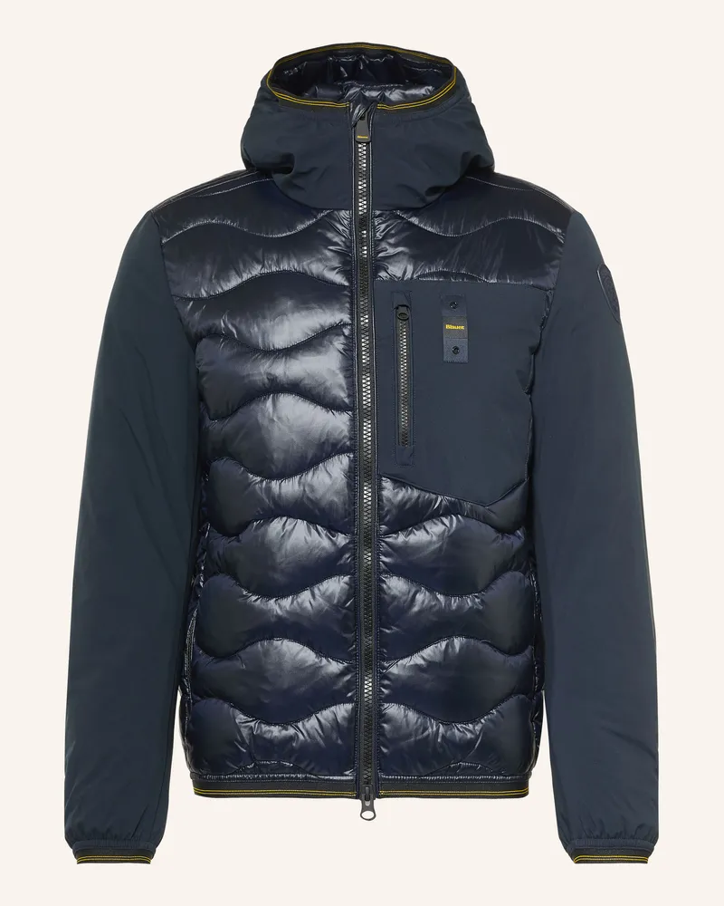 Blauer Lightweight-Daunenjacke Albert Im Materialmix blau Dunkelblau