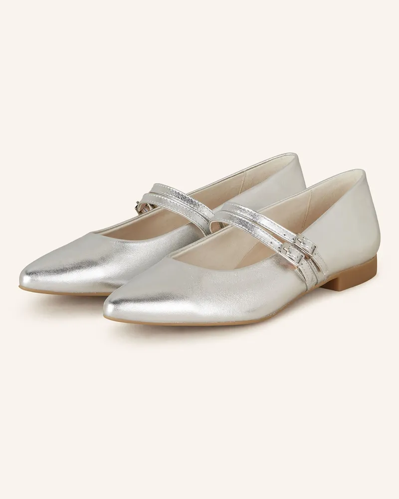 paul green Mary-Jane-Ballerinas Silber