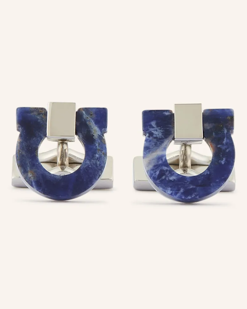 Ferragamo Manschettenknöpfe blau Silber