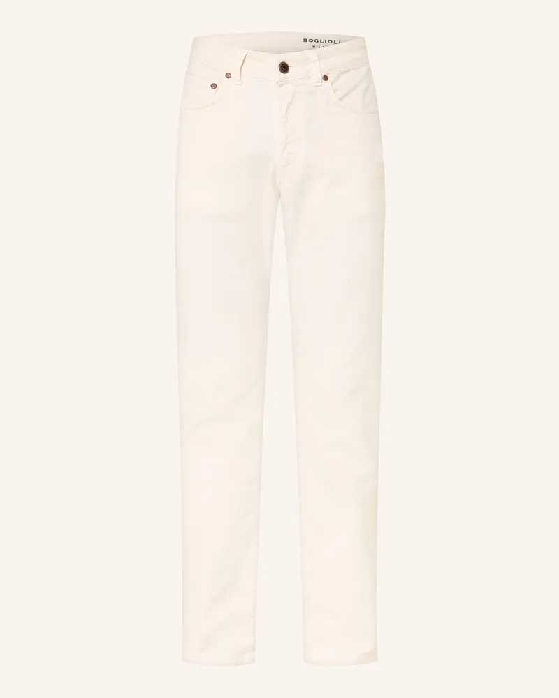 Boglioli Hose Regular Fit weiss Ecru