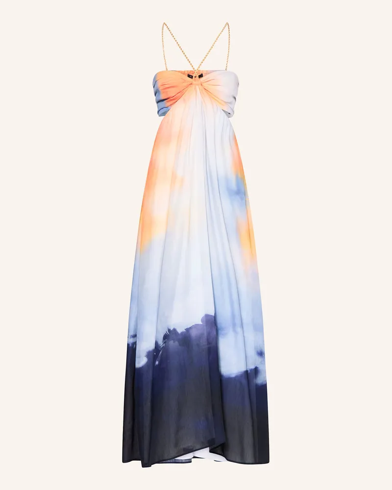 Maje Kleid mit Leinen und Rüschen Hellblau