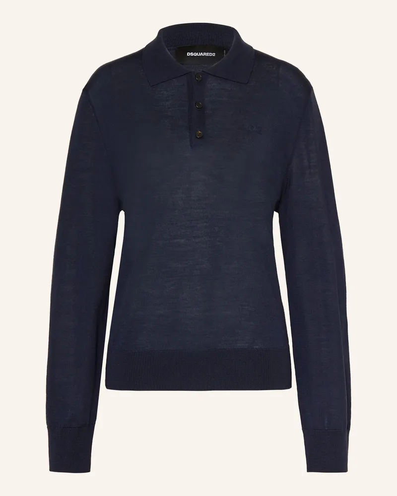 Dsquared2 Strick-Poloshirt blau Dunkelblau