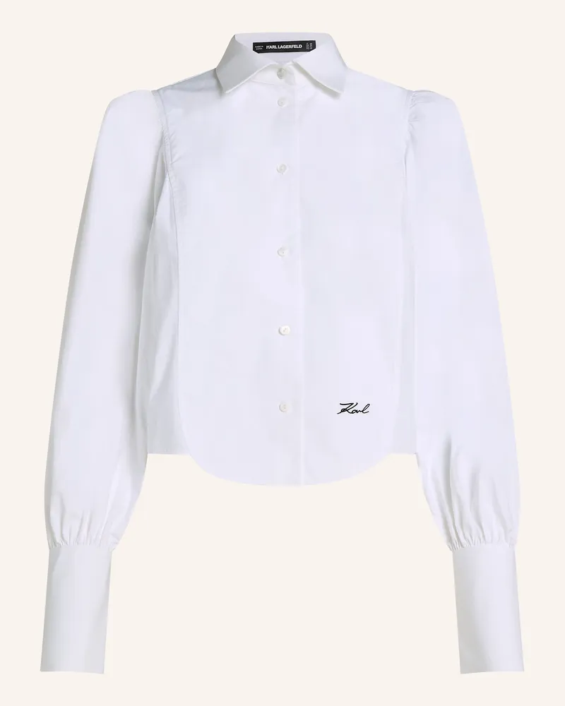 Karl Lagerfeld POPELINE-BLUSE MIT LATZEINSATZ Weiss