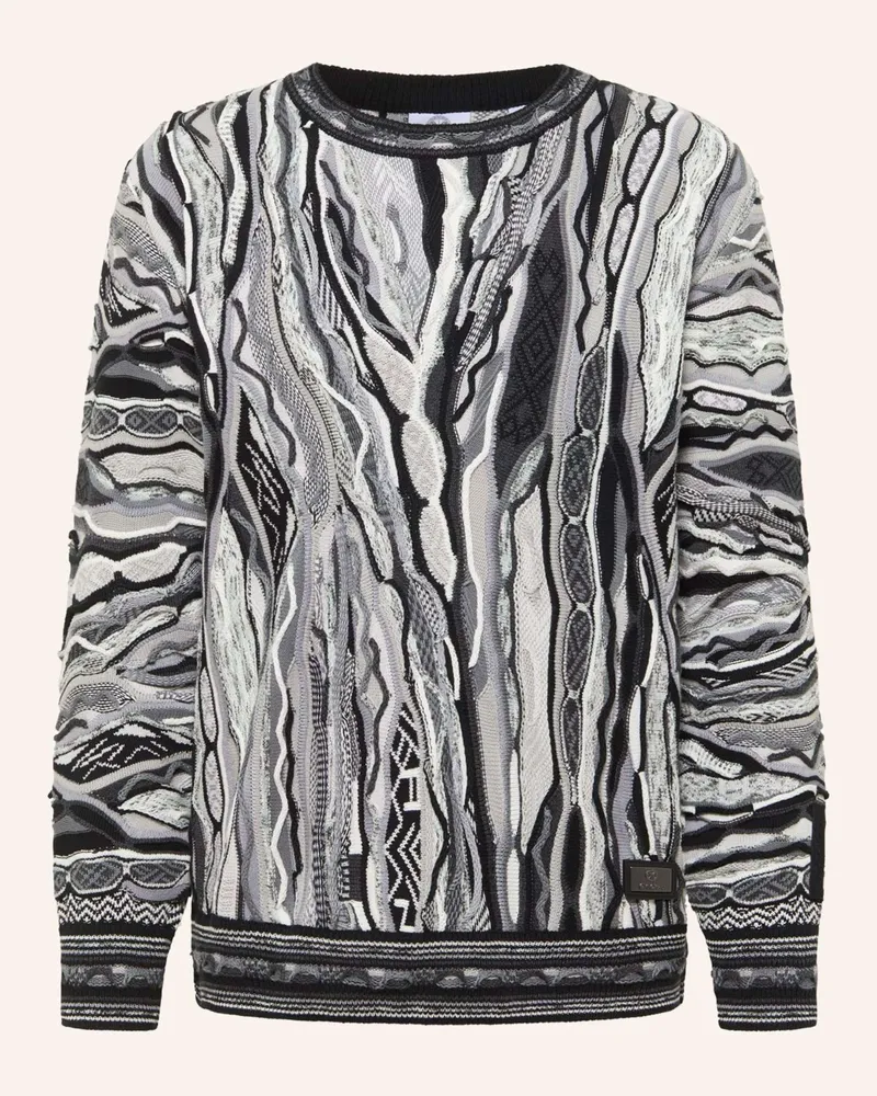 Carlo Colucci Jacquard Strickpullover FANTI Schwarz