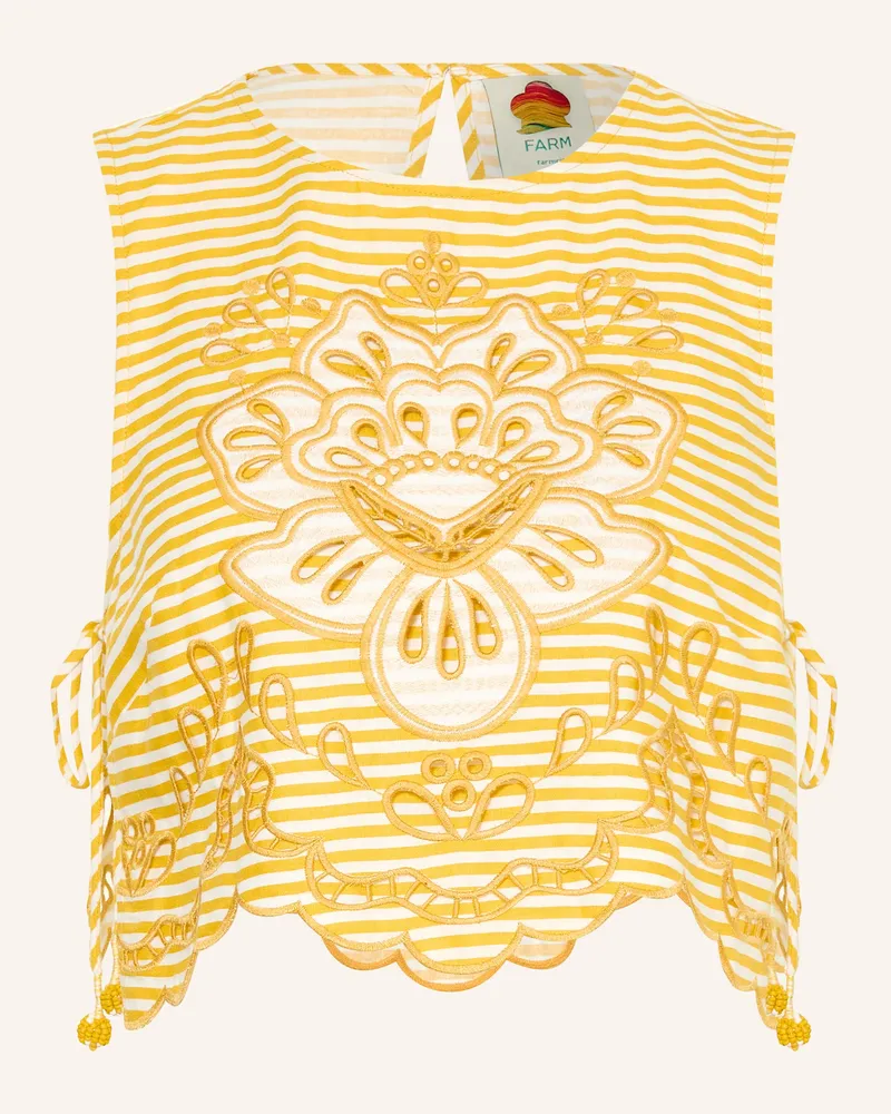 FARM Rio Cropped-Top Mit Leinen Und Spitze gelb Dunkelgelb