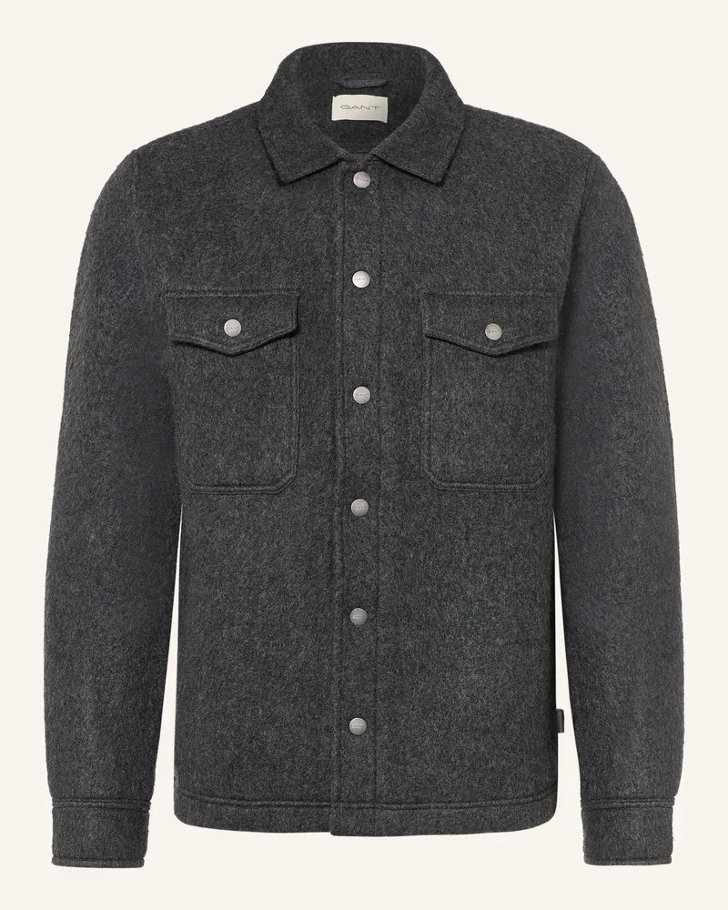 Gant Fleece-Overshirt braun Dunkelgrau