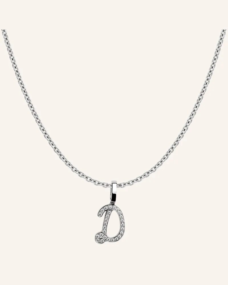 CADA Kette TINY DIAMOND LETTER D Weissgold