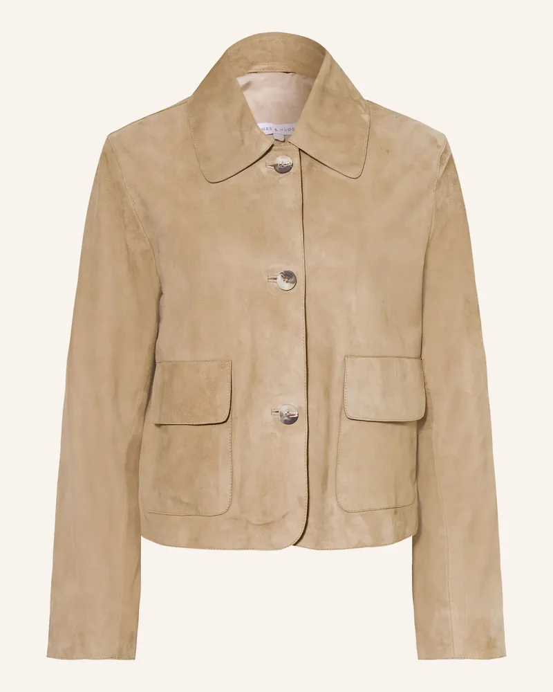 Mrs & HUGS Lederjacke Taupe