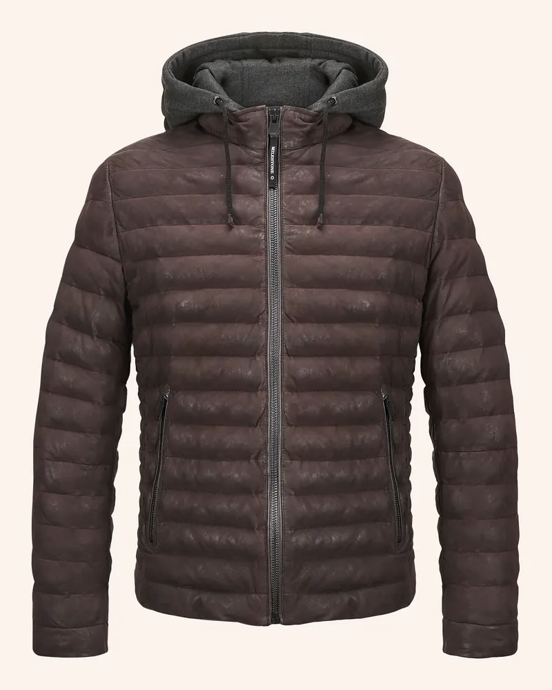 Milestone Lederjacke Msviano Mit Abnehmbarer Kapuze braun Dunkelbraun