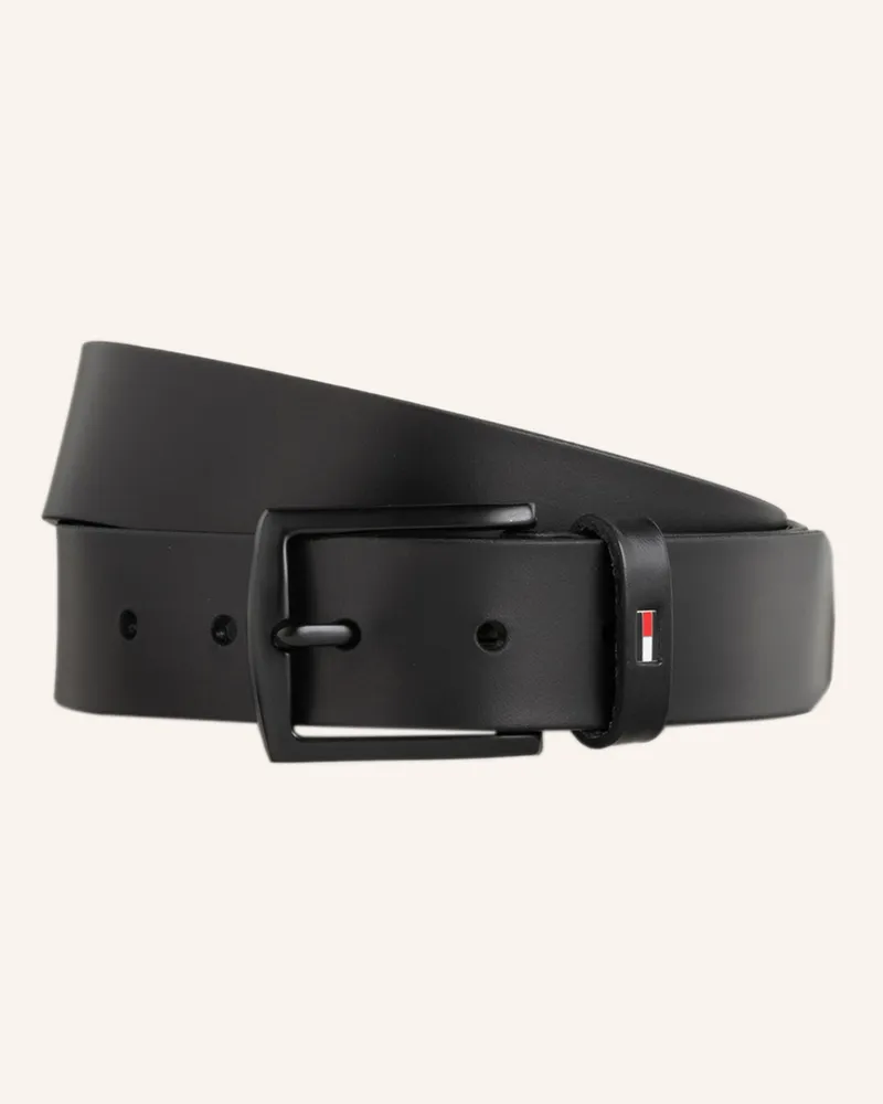 Tommy Hilfiger Ledergürtel DENTON MATTE Schwarz