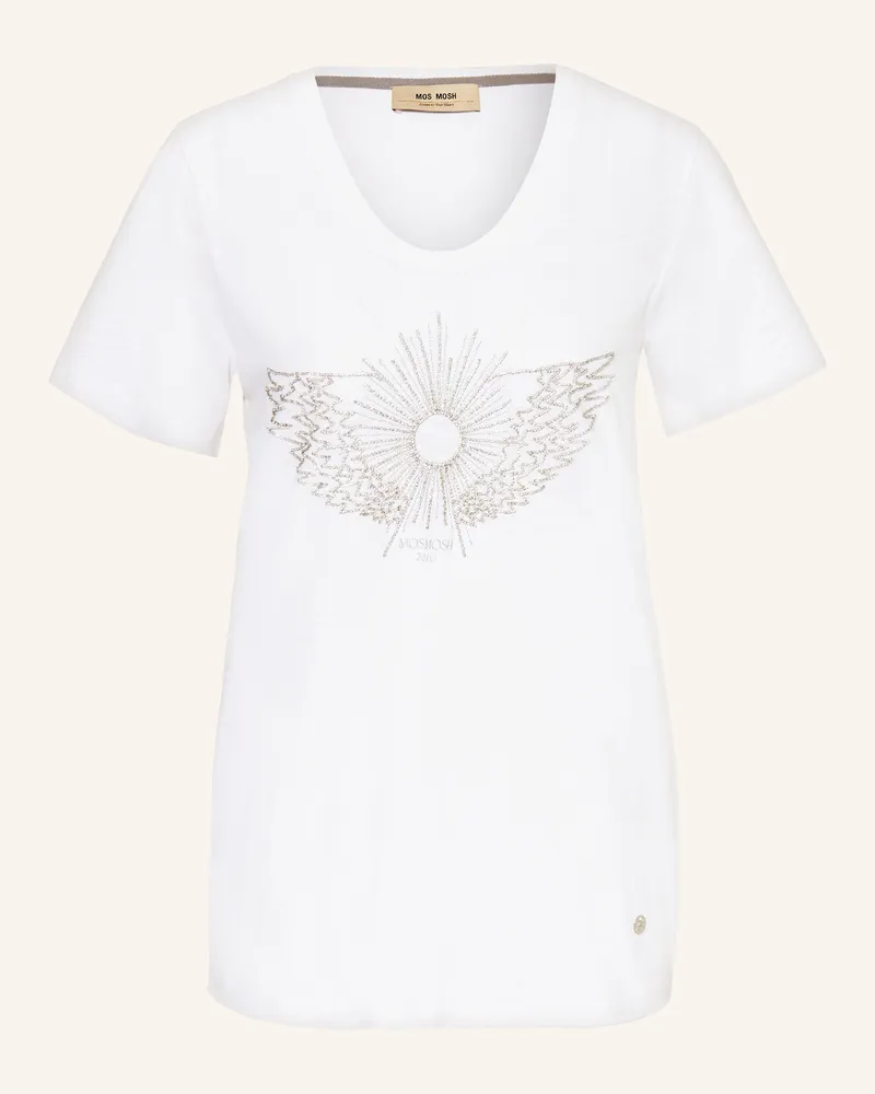 Mos Mosh T-Shirt MMGETHI mit Schmucksteinen Weiss