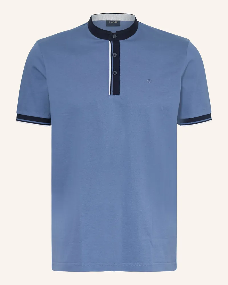 Olymp Piqué-Poloshirt blau Blaugrau
