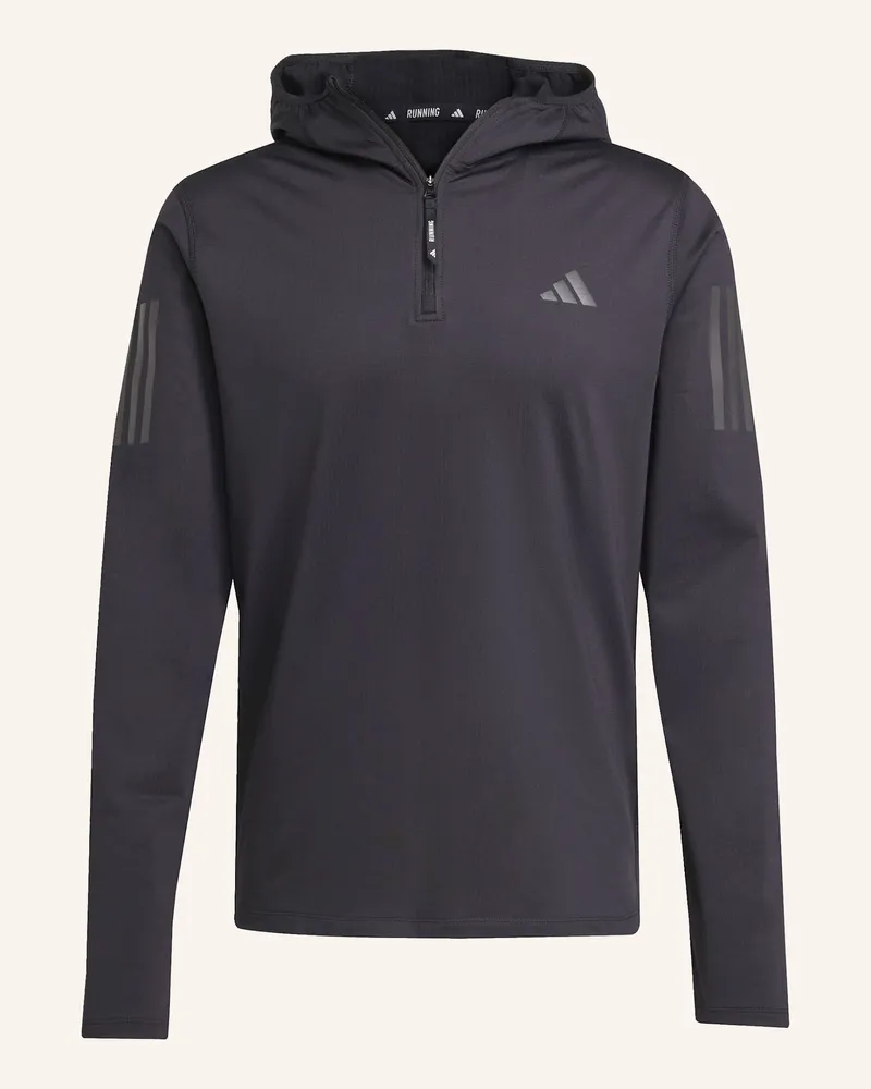 adidas OWN THE RUN WINTERIZED HOODIE MIT HALBEM REISSVERSCHLUSS Schwarz