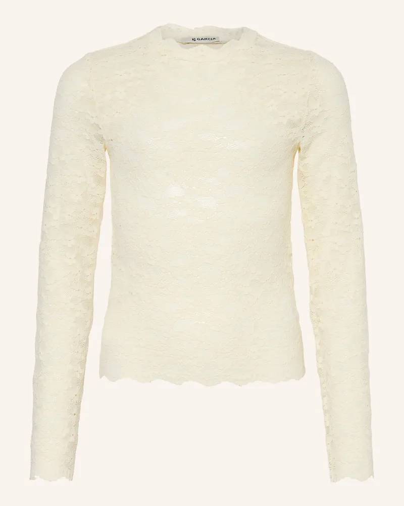 Garcia Jeanswear Longsleeve Aus Spitze weiss Creme