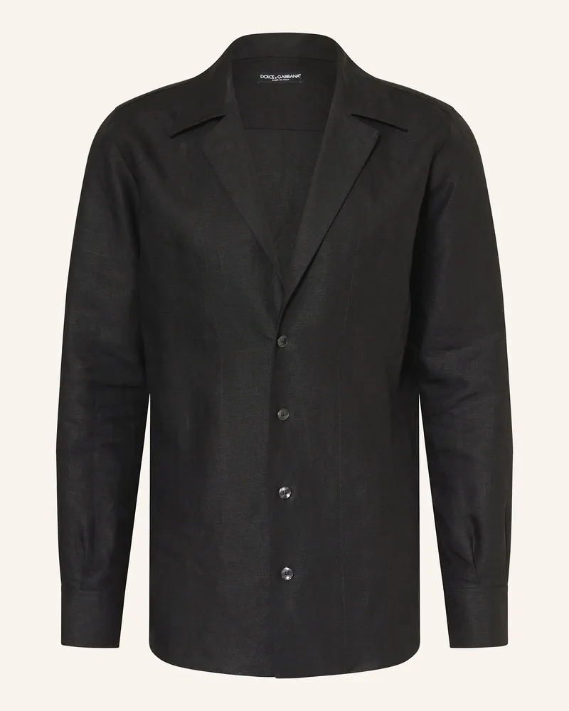 Dolce & Gabbana Leinenhemd Regular Fit Schwarz