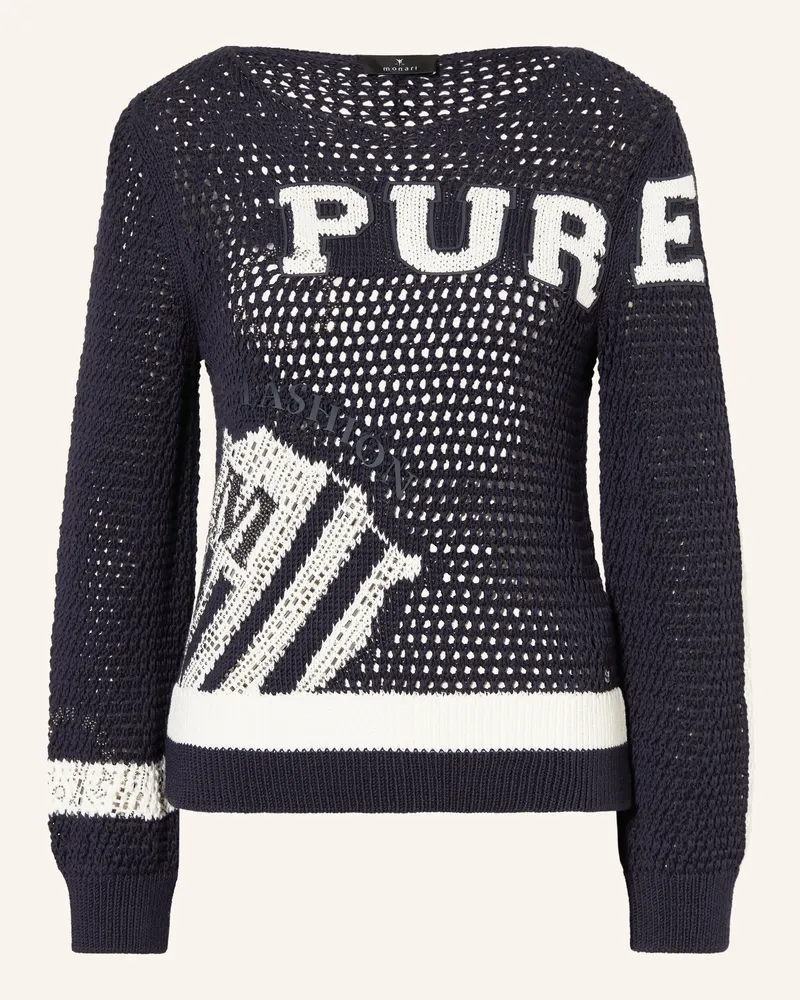 monari Pullover mit Schmucksteinen Dunkelblau