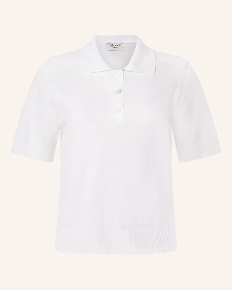Maerz Strick-Poloshirt Mit Leinen weiss Weiss