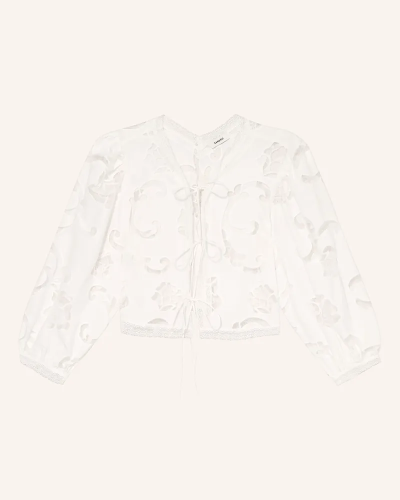 Sandro Blusenshirt Mit Lochspitze weiss Ecru