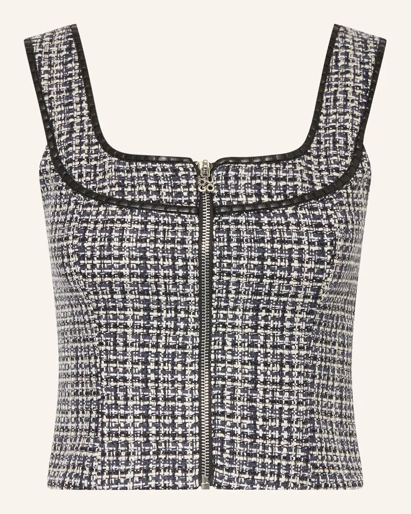 HUGO BOSS Cropped-Top CUSENE aus Tweed Dunkelblau