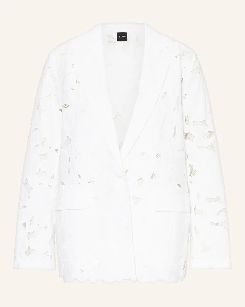 HUGO BOSS Blazer JONARA aus Lochspitze Weiss