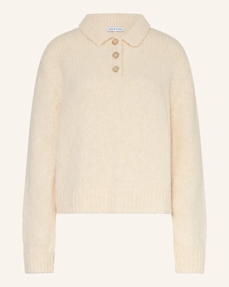 Mrs & HUGS Pullover Mit Alpaka weiss Creme