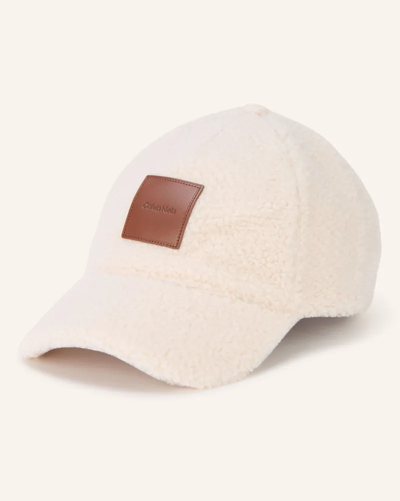 Calvin Klein Teddyfell-Cap weiss Creme