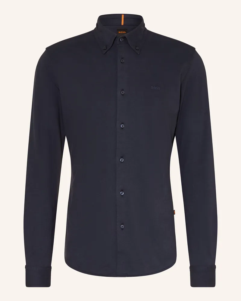 HUGO BOSS Jerseyhemd Myjersey Slim Fit blau Dunkelblau