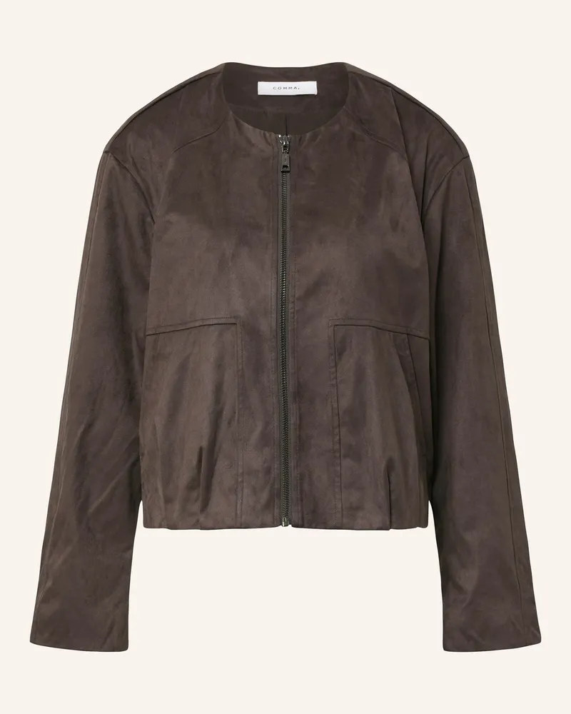COMMA Jacke in Lederoptik Dunkelbraun