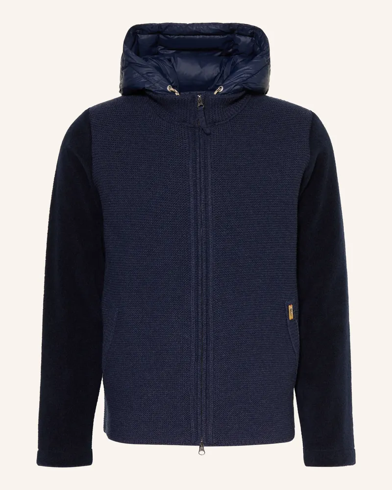 Luis Trenker Strickjacke Luwallacenew Im Materialmix Mit Abnehmbarer Kapuze blau Dunkelblau