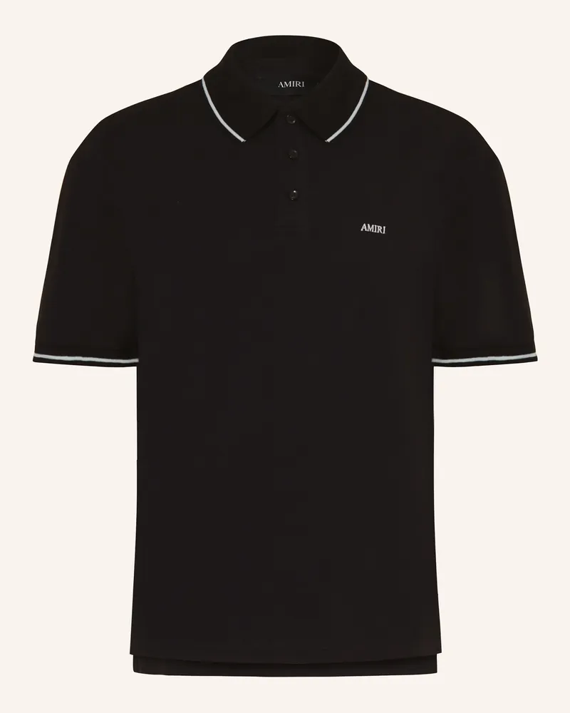 Amiri Piqué-Poloshirt Schwarz
