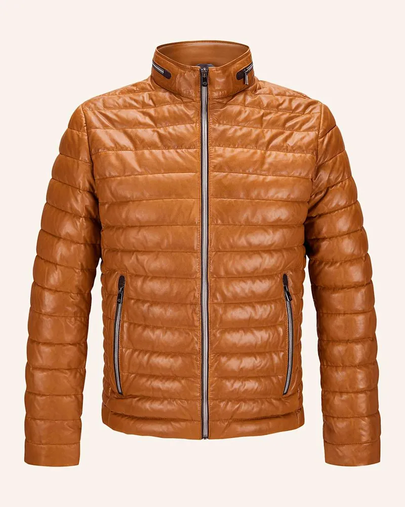 Milestone Steppjacke MSCORTINO aus Leder mit DUPONT Orange