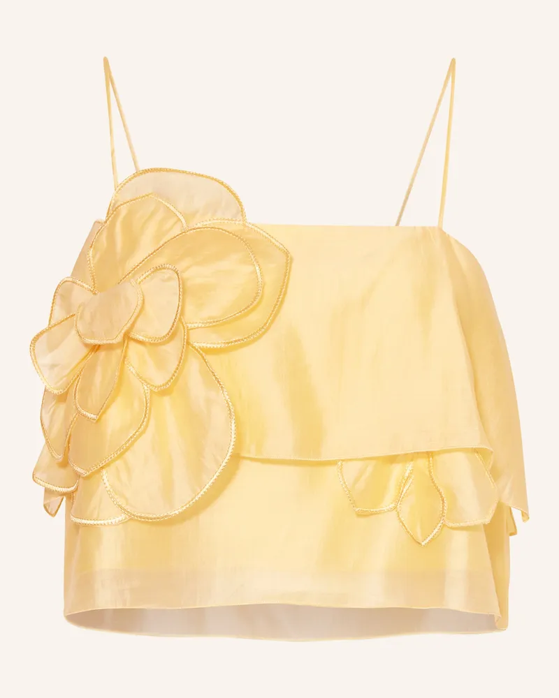 Mrs & HUGS Cropped-Blusentop gelb Hellgelb