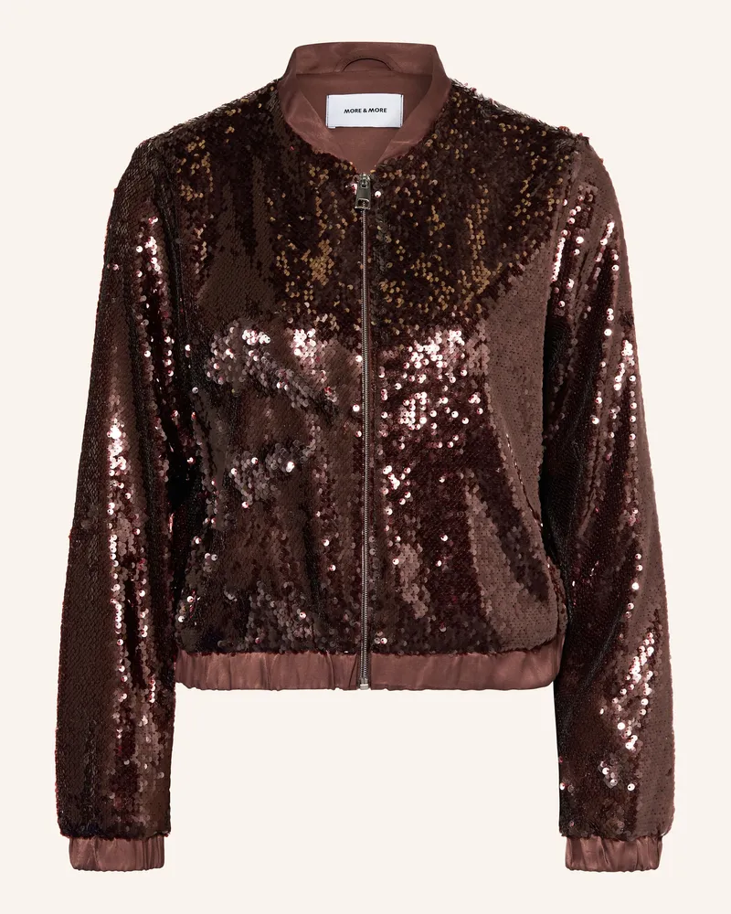 More & More Blouson mit Pailletten Dunkelbraun