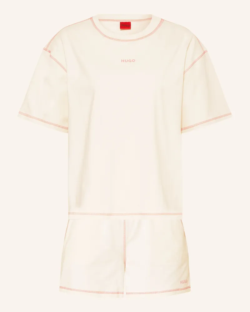 HUGO BOSS Shorty-Schlafanzug Nite weiss Beige