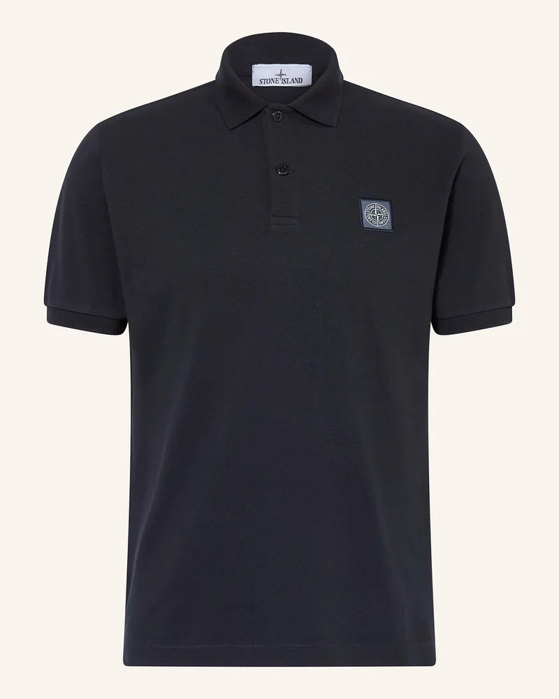Stone Island Piqué-Poloshirt blau Dunkelblau